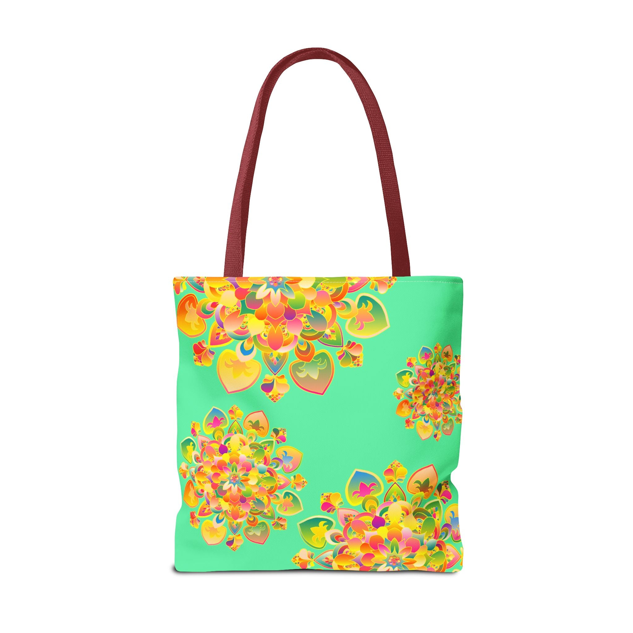 Floral Mandala Tote Bag — Bright Tropical Green All-Over Print