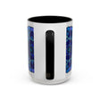 A beautiful blue and purple mandala design adorns this unique Bohemian art mug