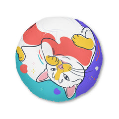 Curling Cat Floor Pillow — Cute Round Cushion