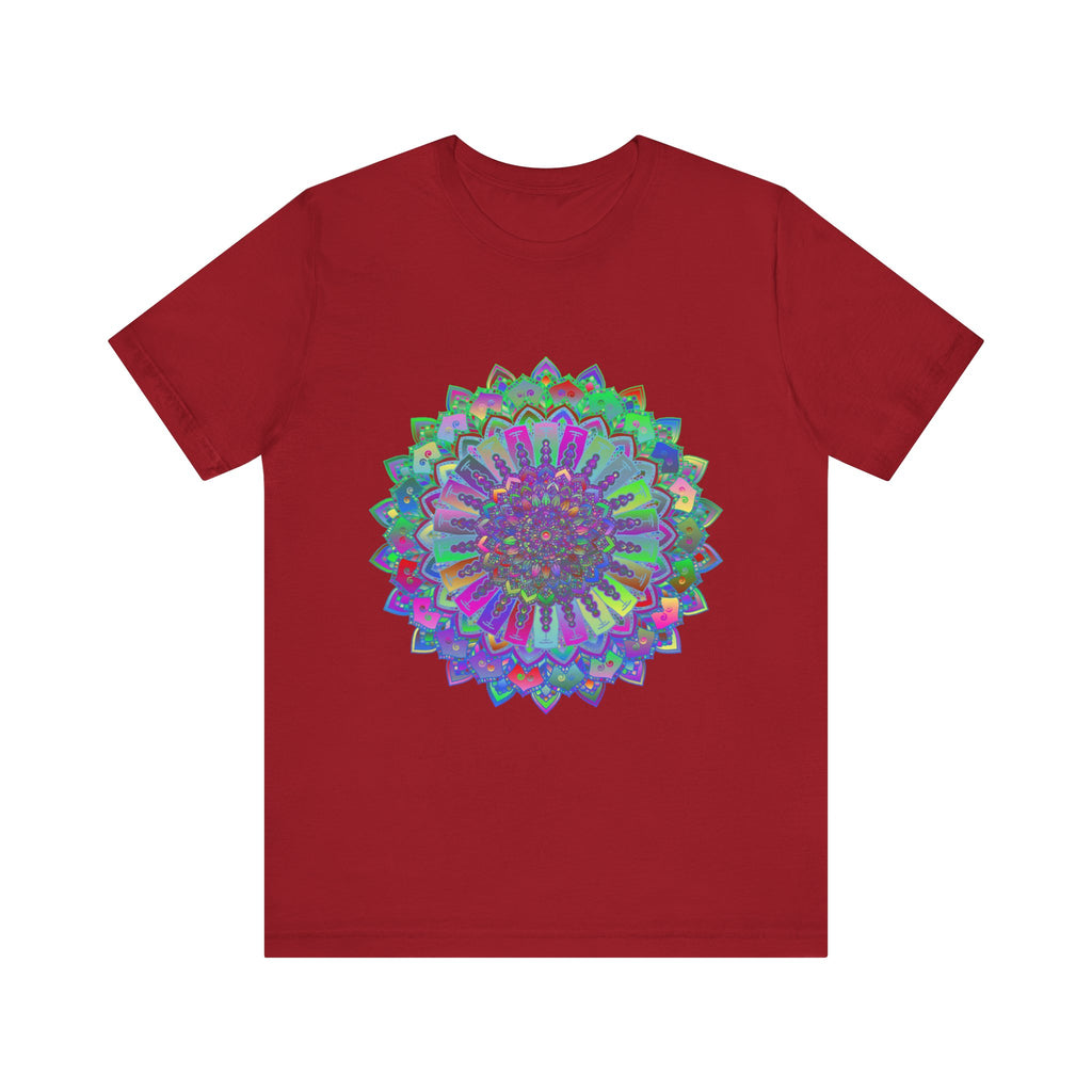 Colorful mandala t-shirt with intricate and vibrant design, perfect for adding a pop of color to your wardrobe