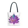 Beautiful mandala lotus tote bag with vibrant colors and intricate design