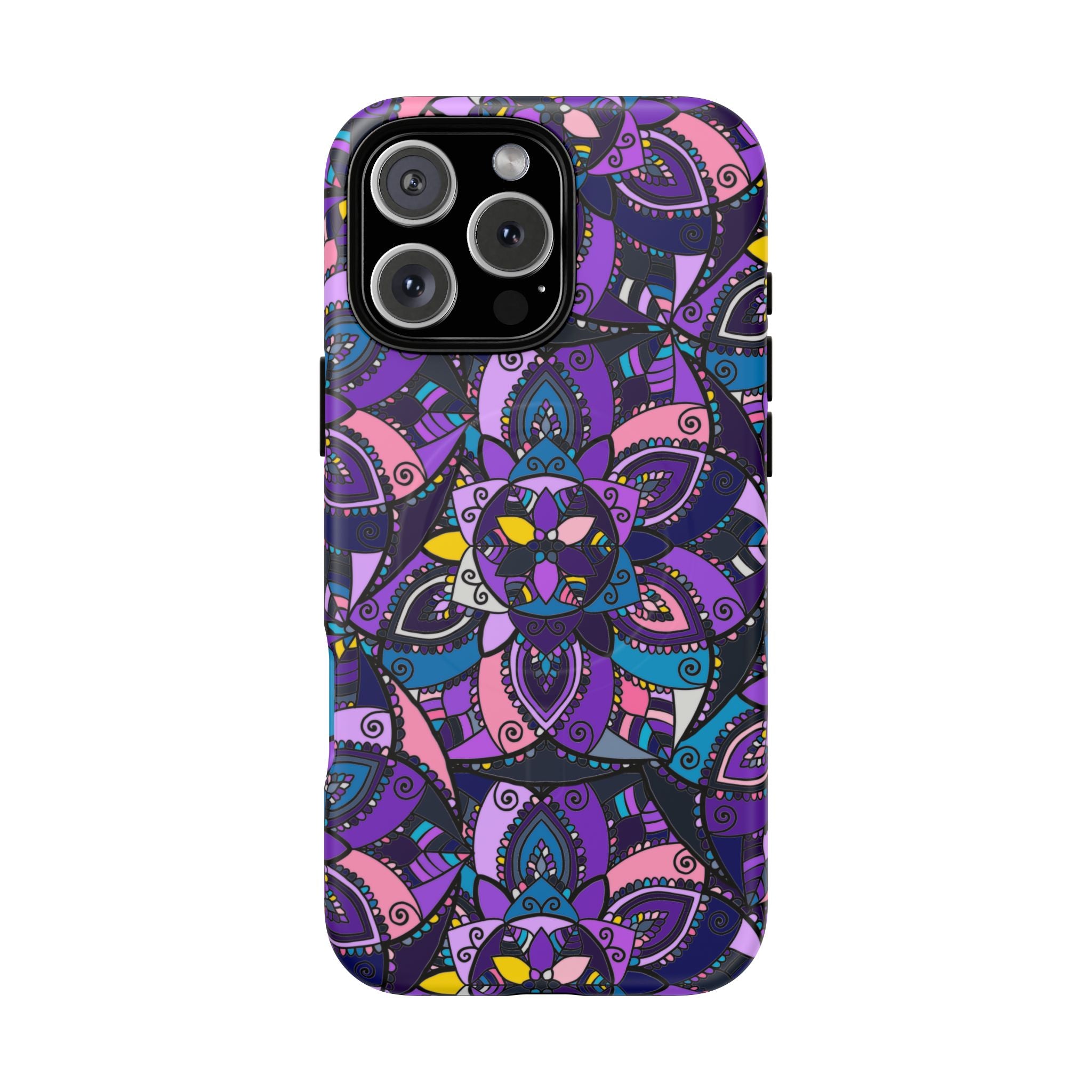Magnetic Phone Case — Purple Mandala Floral Tough Case