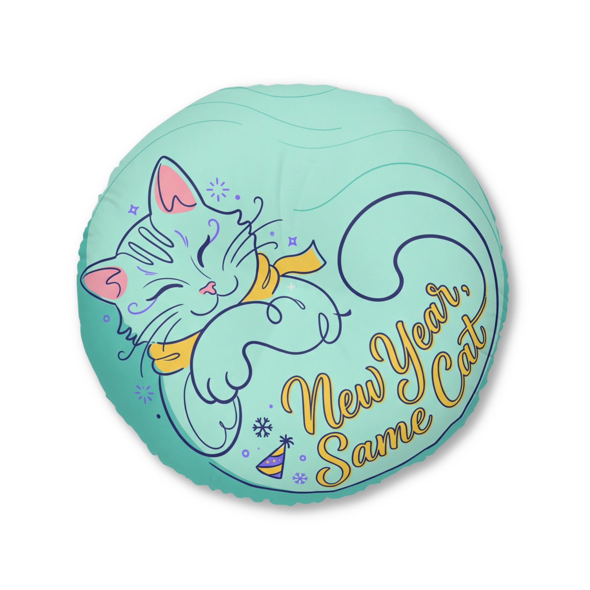 Sunbeam Cat Floor Pillow, Cute Round Tufted Cushion