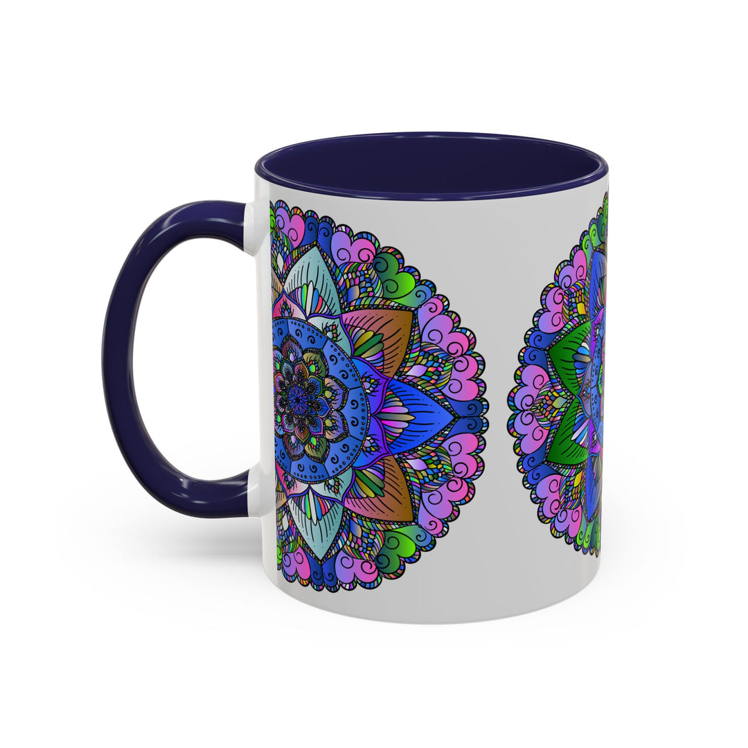 Beautiful mandala mug with vibrant and calming colors for a peaceful morning coffee experience