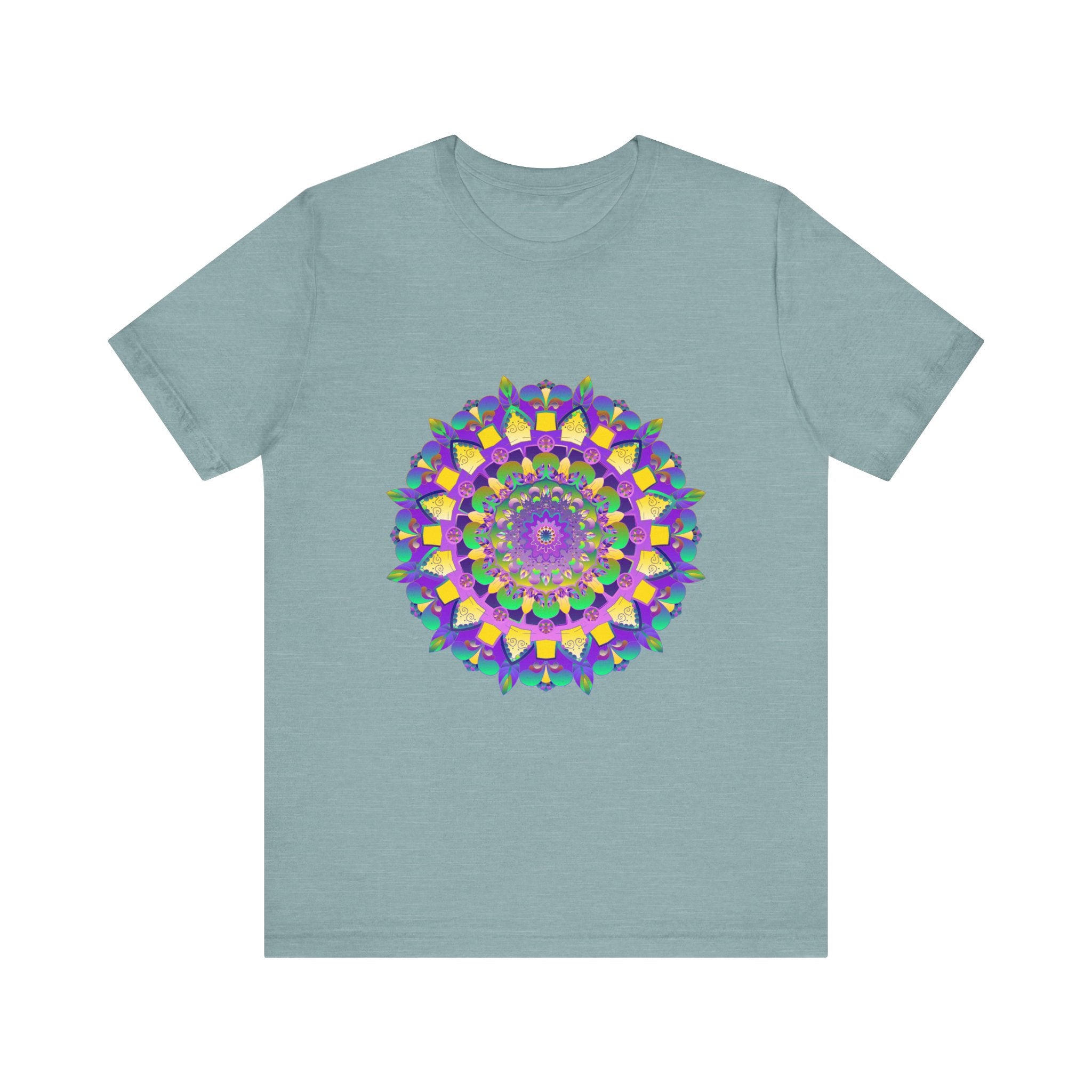 Colorful and intricate mandala design tee promoting peace and harmony