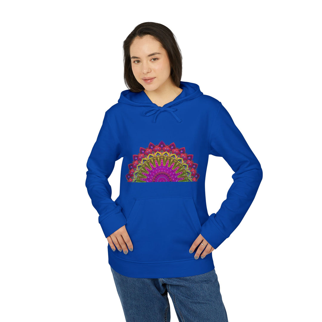 Blululi Adidas Mandala Fleece Hoodie in Grey with Contrasting Mandala Print