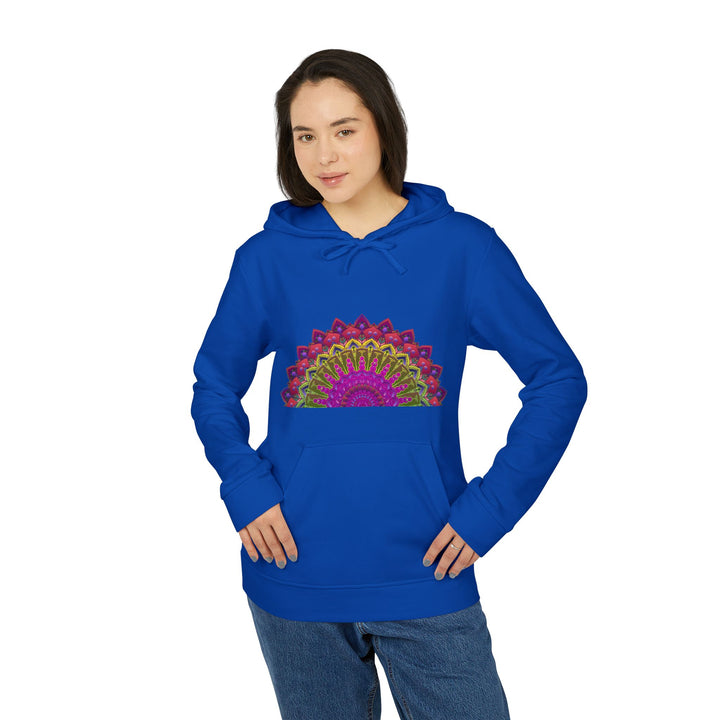 Blululi Adidas Mandala Fleece Hoodie in Grey with Contrasting Mandala Print