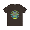 Vibrant and colorful tie dye t-shirt featuring a psychedelic mandala design