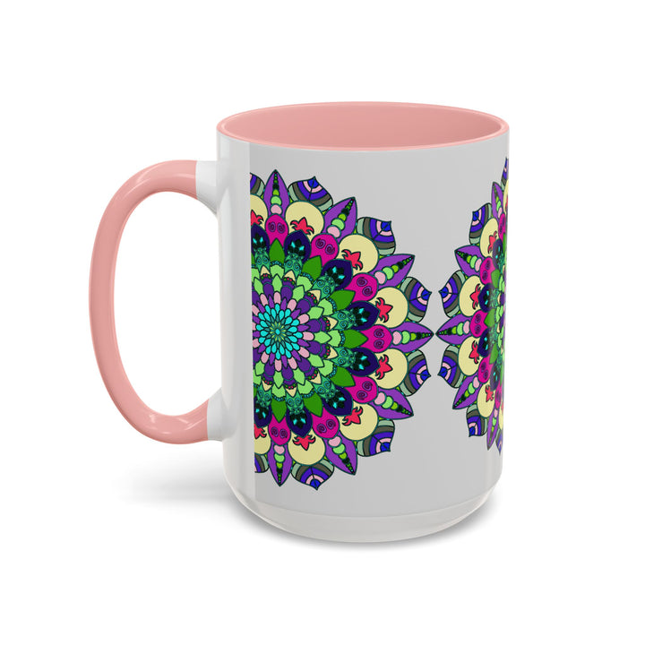 Beautiful ceramic mug featuring a vibrant mandala design, perfect for enjoying your favorite beverage with a touch of spiritual inspiration and colorful artistry