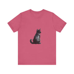 Black Cat Mystery - T-Shirt: A spooky and stylish black t-shirt featuring a mysterious black cat design, perfect for Halloween or any other occasion
