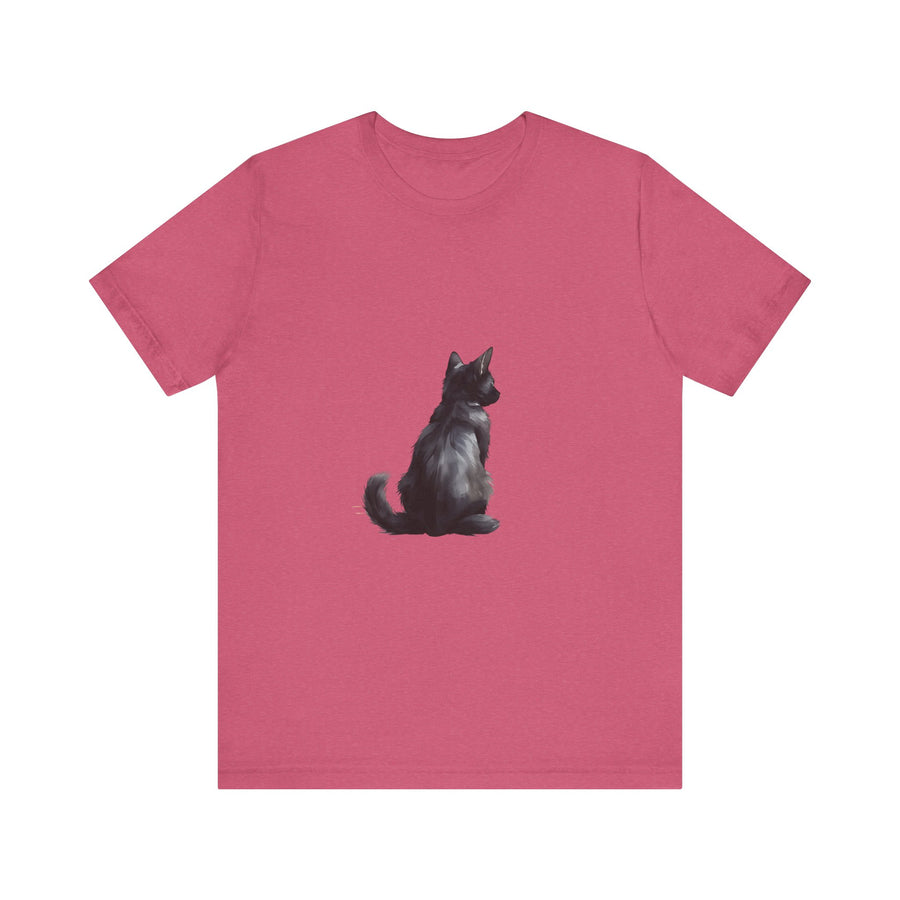 Black Cat Mystery - T-Shirt: A spooky and stylish black t-shirt featuring a mysterious black cat design, perfect for Halloween or any other occasion