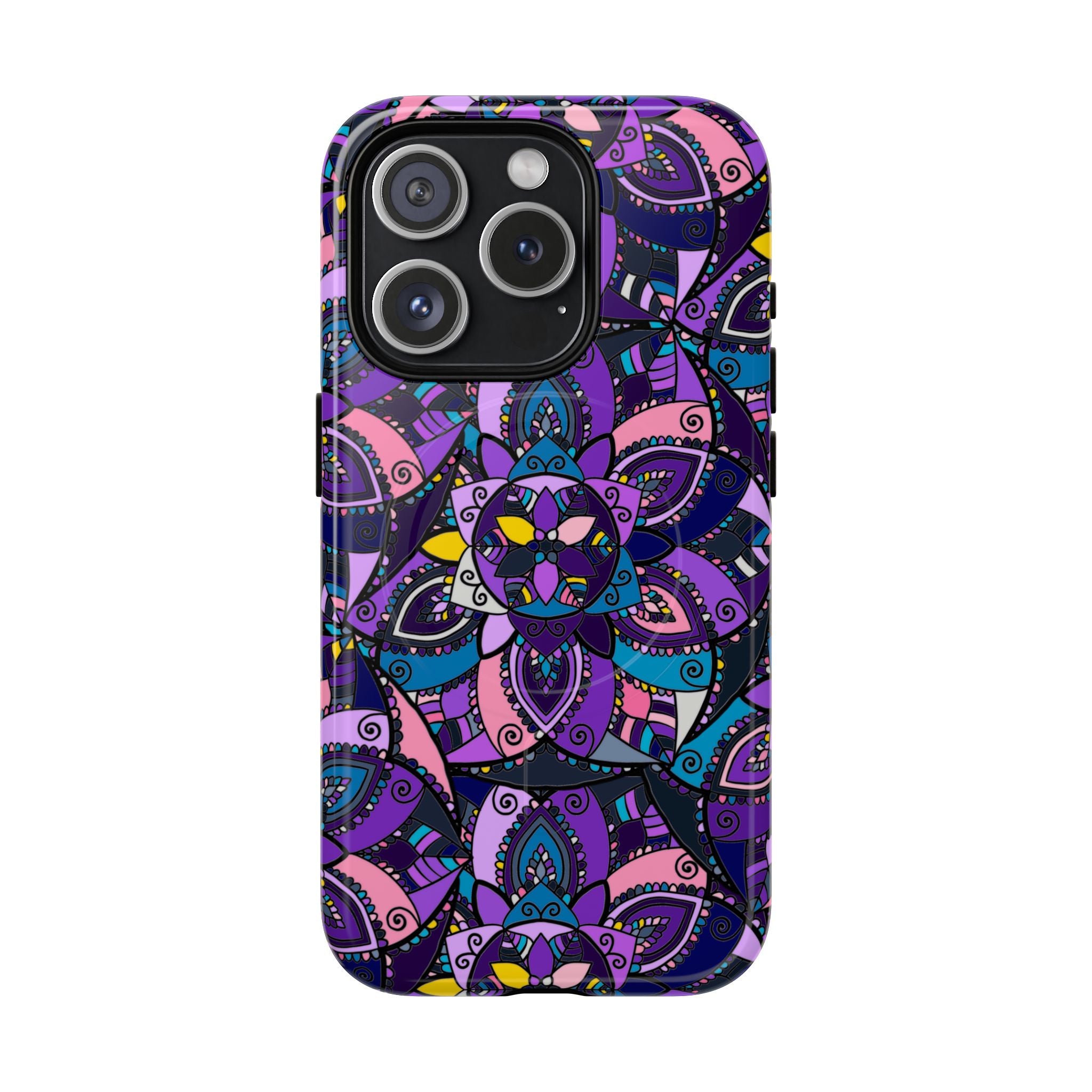 Magnetic Phone Case — Purple Mandala Floral Tough Case