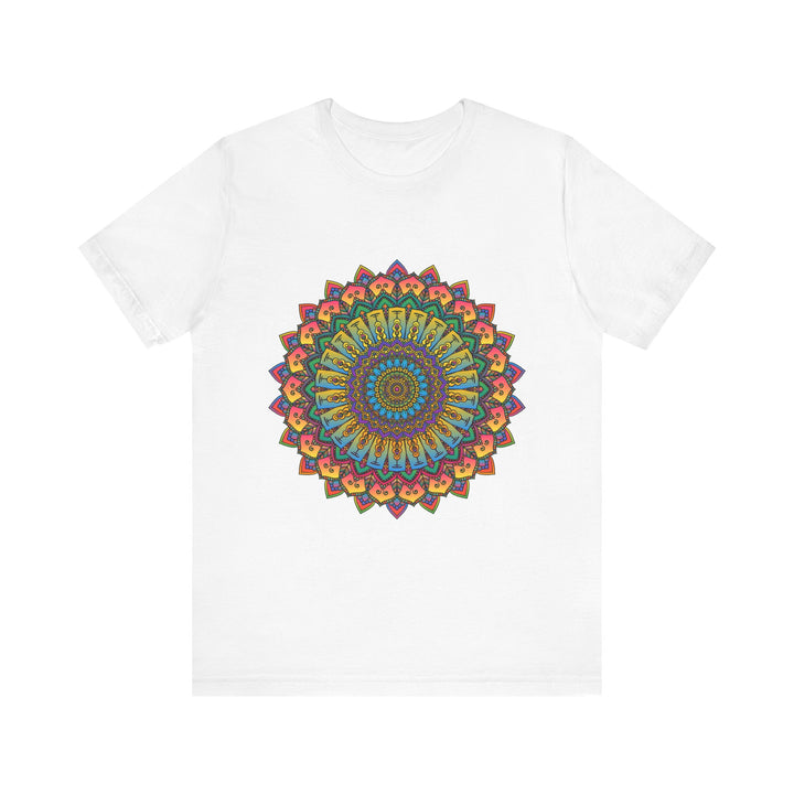 Beautiful and detailed mandala design tee in vibrant and calming colors