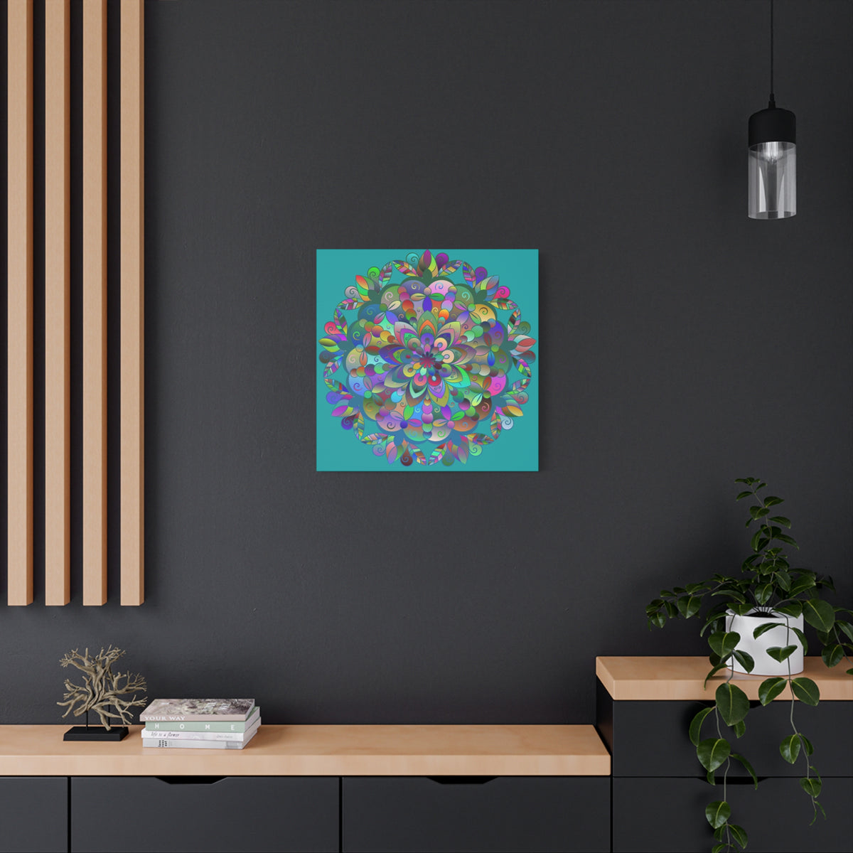 Colorful Floral Mandala Matte Canvas Wall Art — Stretched 1.25"