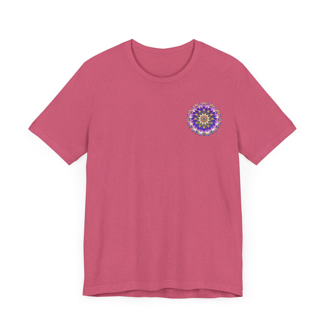 Colorful mandala t-shirt with intricate design, promoting spiritual peace and harmony, perfect for expressing your inner tranquility and enlightenment