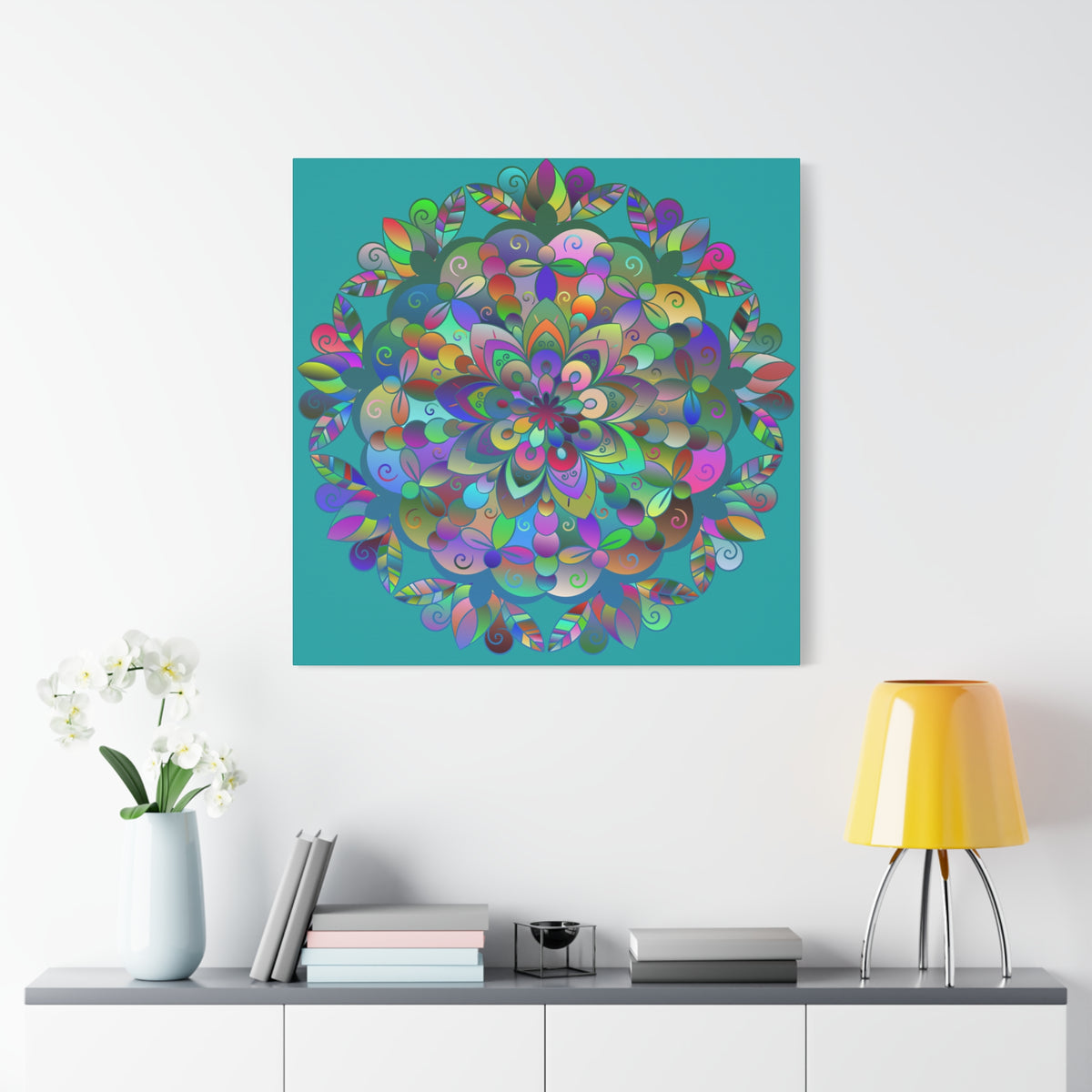 Colorful Floral Mandala Matte Canvas Wall Art — Stretched 1.25"