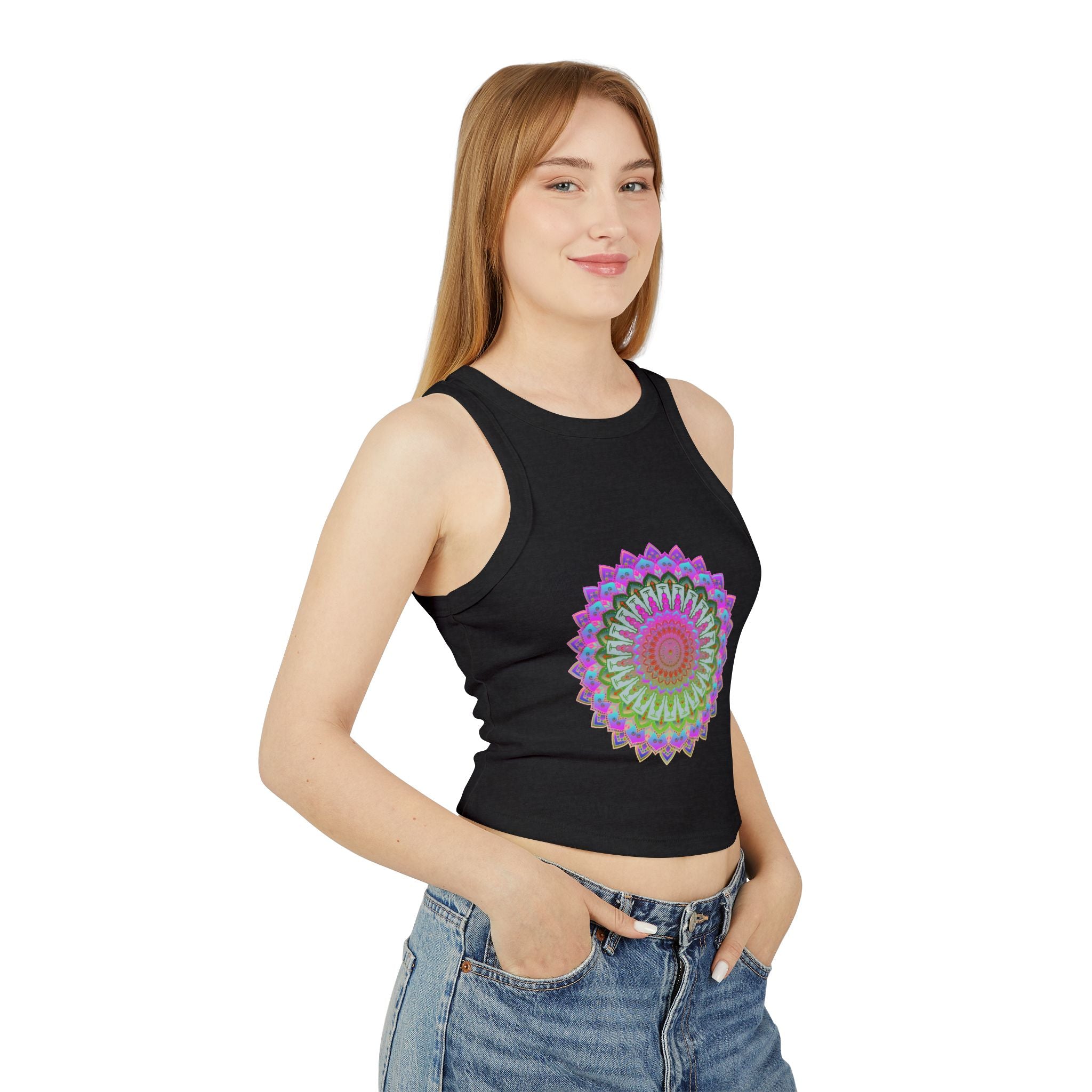 Colorful and intricate mandala design racerback tank top for women