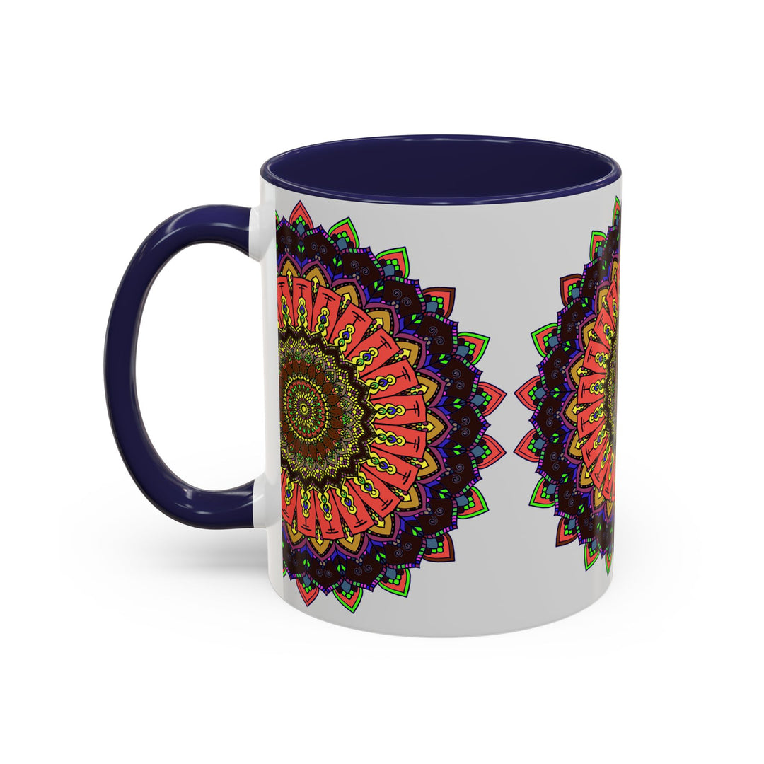 Colorful and spiritual mandala art mug, perfect for sipping your favorite beverage while finding inner peace and inspiration