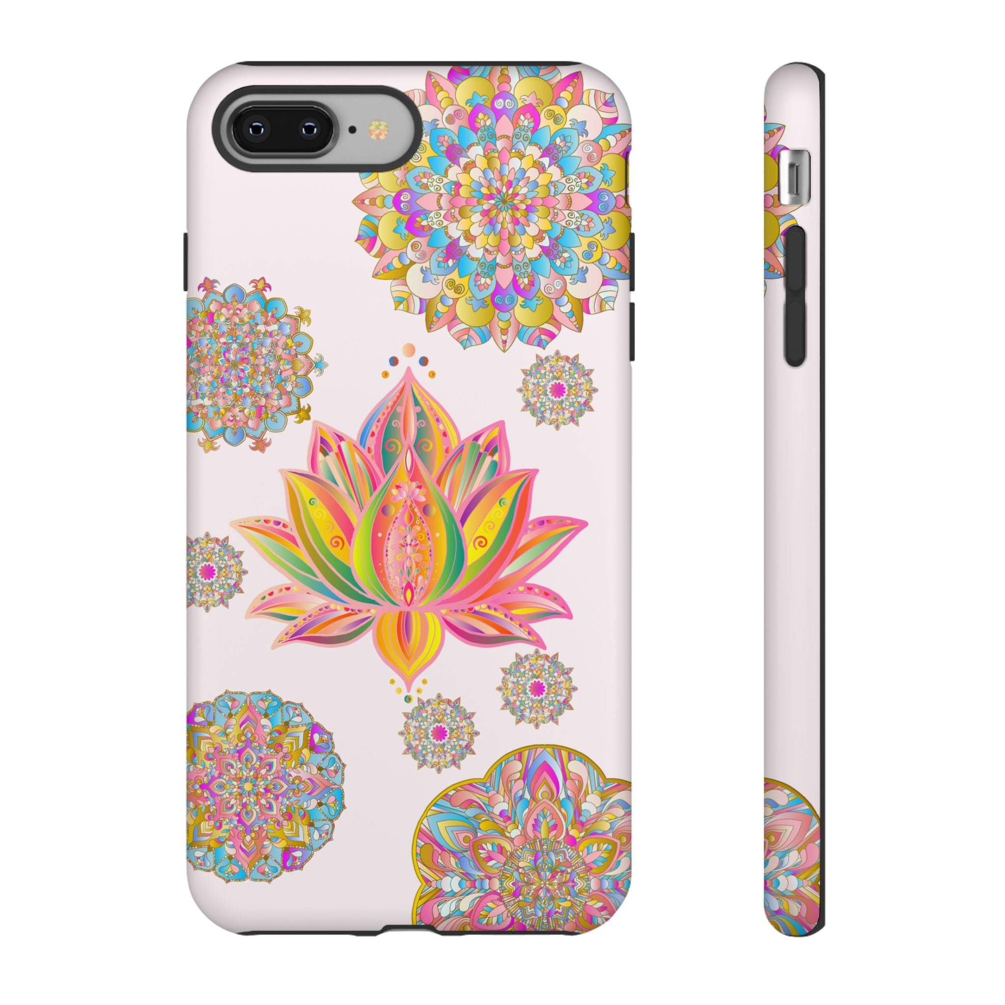 Beautiful light pink lotus flower mandala design phone case for stylish protection