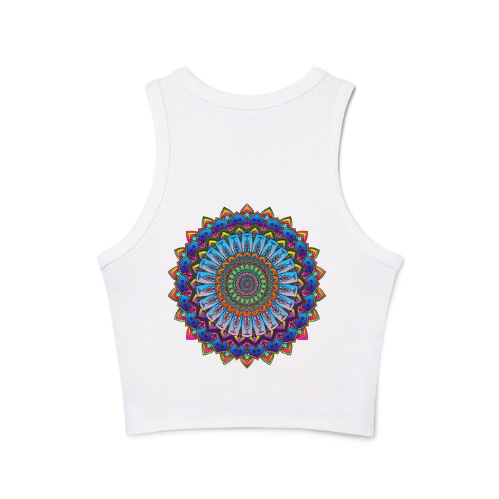  Sleeveless racerback tank top featuring a vibrant and intricate mandala design