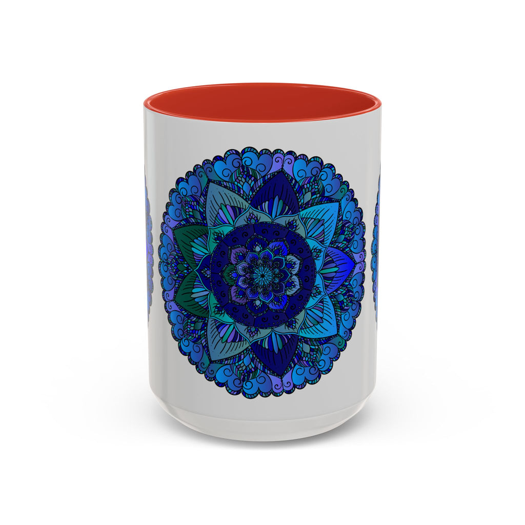 Blue and Purple Mandala Mug with Bohemian Art Design