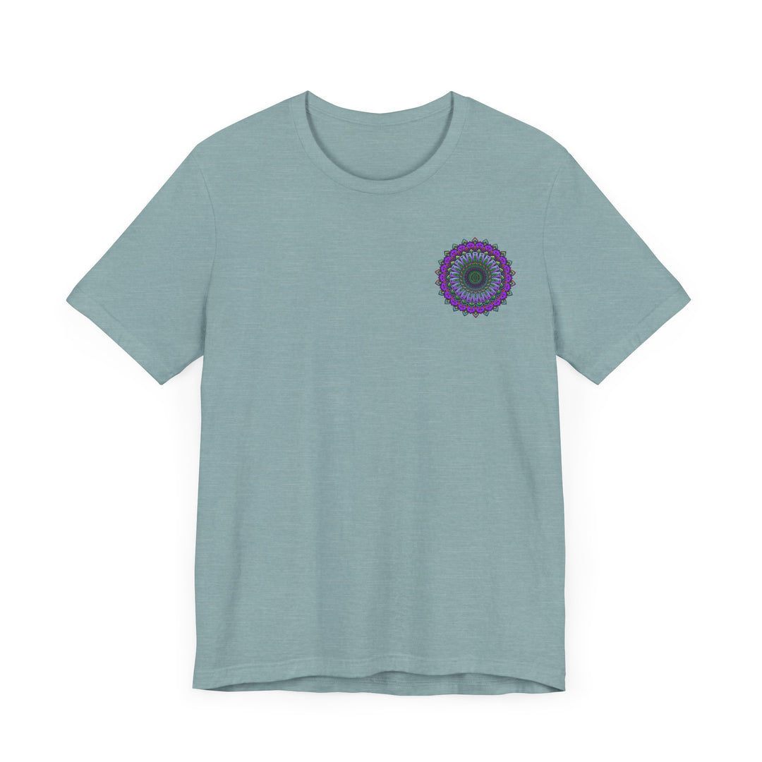 Beautiful mandala tee shirt with intricate design promoting spiritual peace and harmony, perfect for yoga and meditation practices