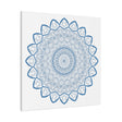 Handmade Mandala Art in Steel Blue on Matte Canvas, Stretched, 125 - Intricate Mandala Design Wall Art for Home Decor