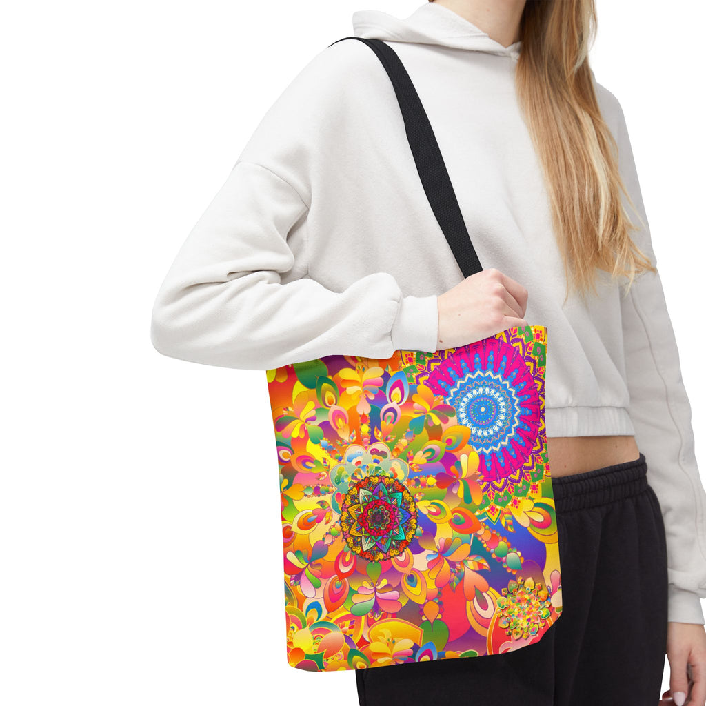Psychedelic Floral Mandala Tote Bag