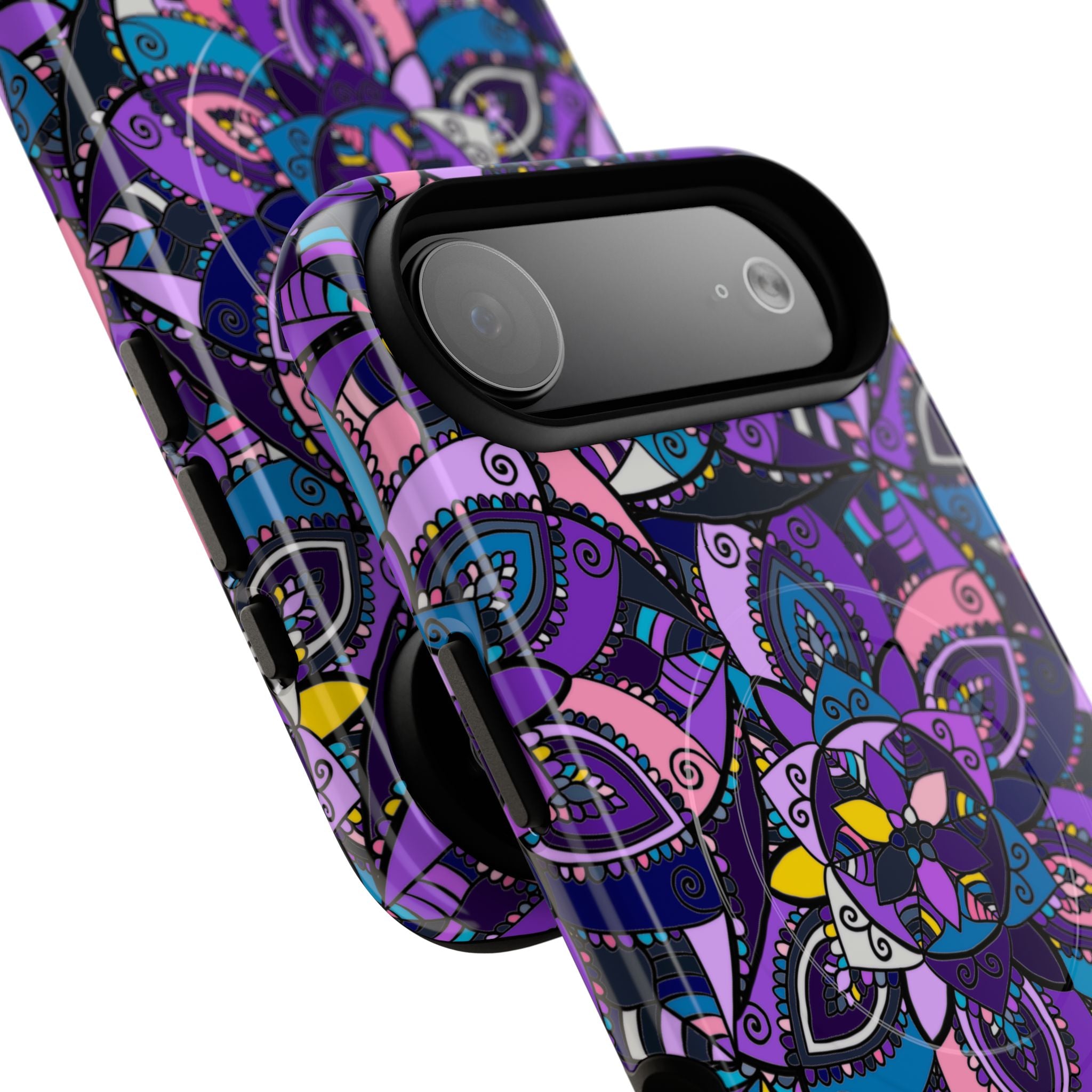 Magnetic Phone Case — Purple Mandala Floral Tough Case