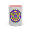 Unique Mug with Hand-drawn Purple and Yellow Mandala Artwork