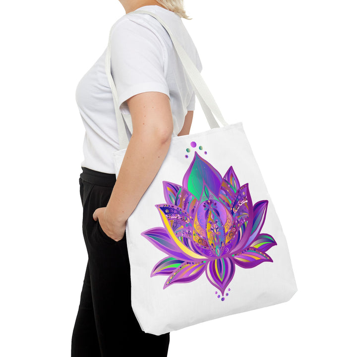 Beautiful Mandala Lotus Tote Bag with vibrant colors and intricate design