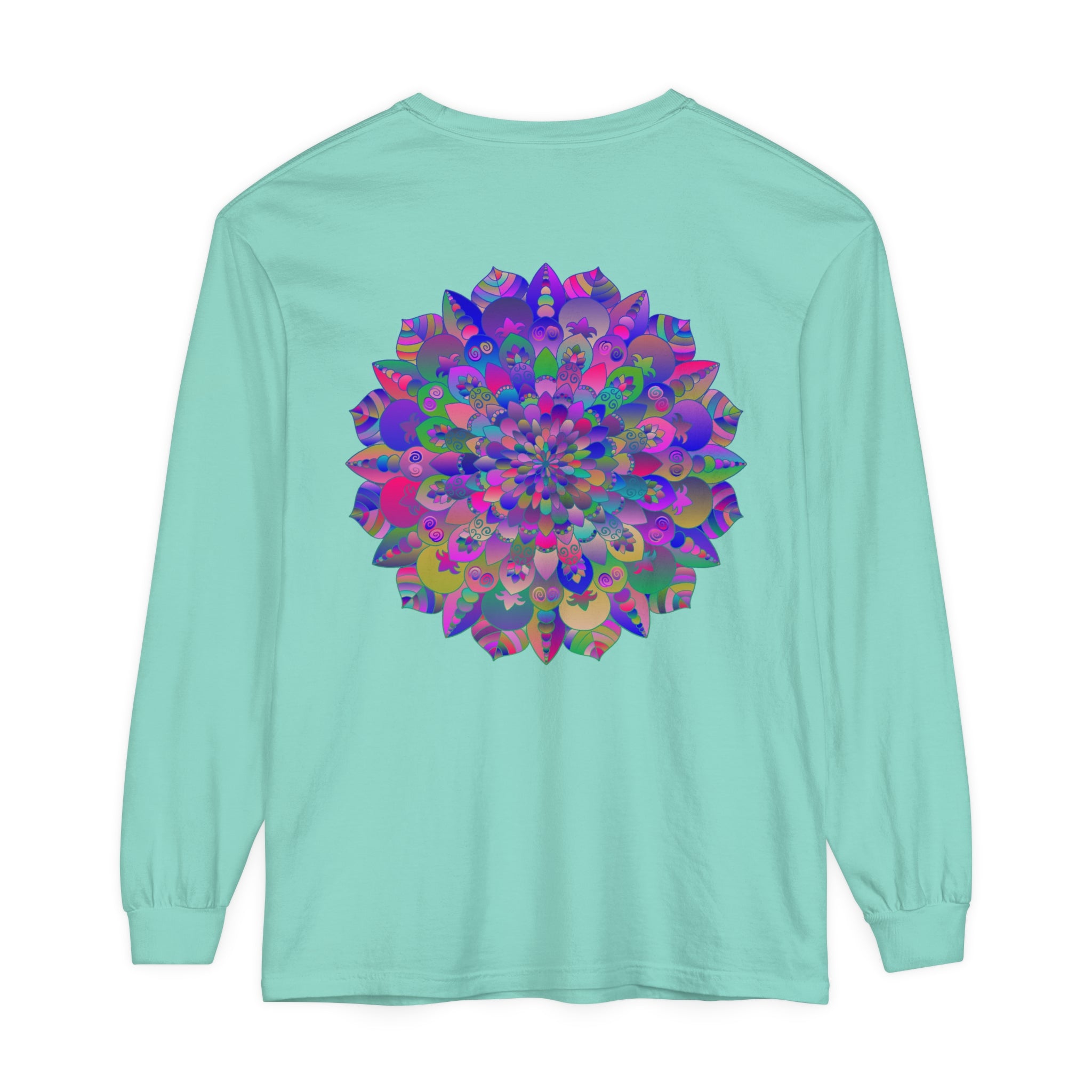 Colorful and intricate mandala design long sleeve t-shirt for vibrant style