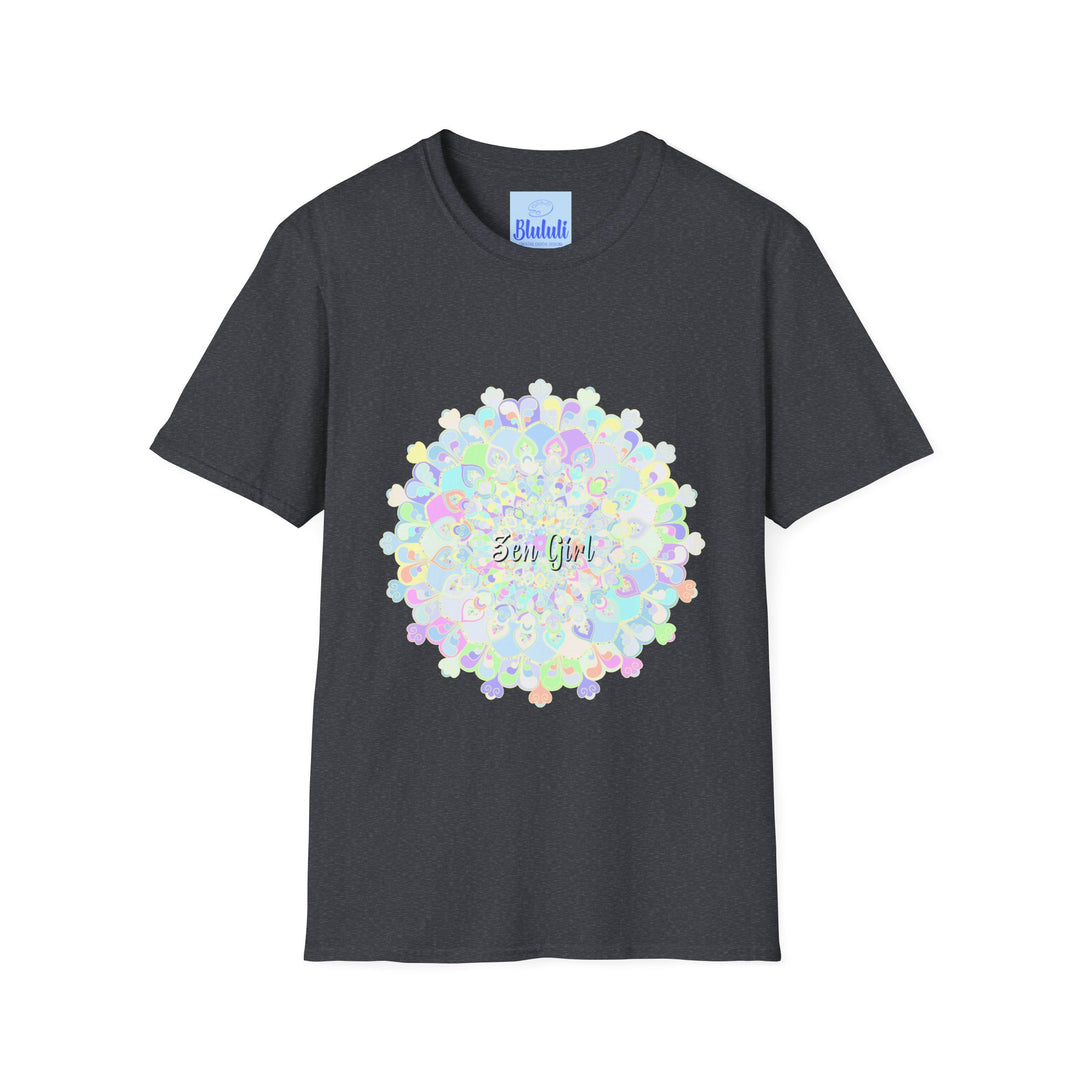 Colorful mandala design t-shirt with intricate patterns and vibrant shades