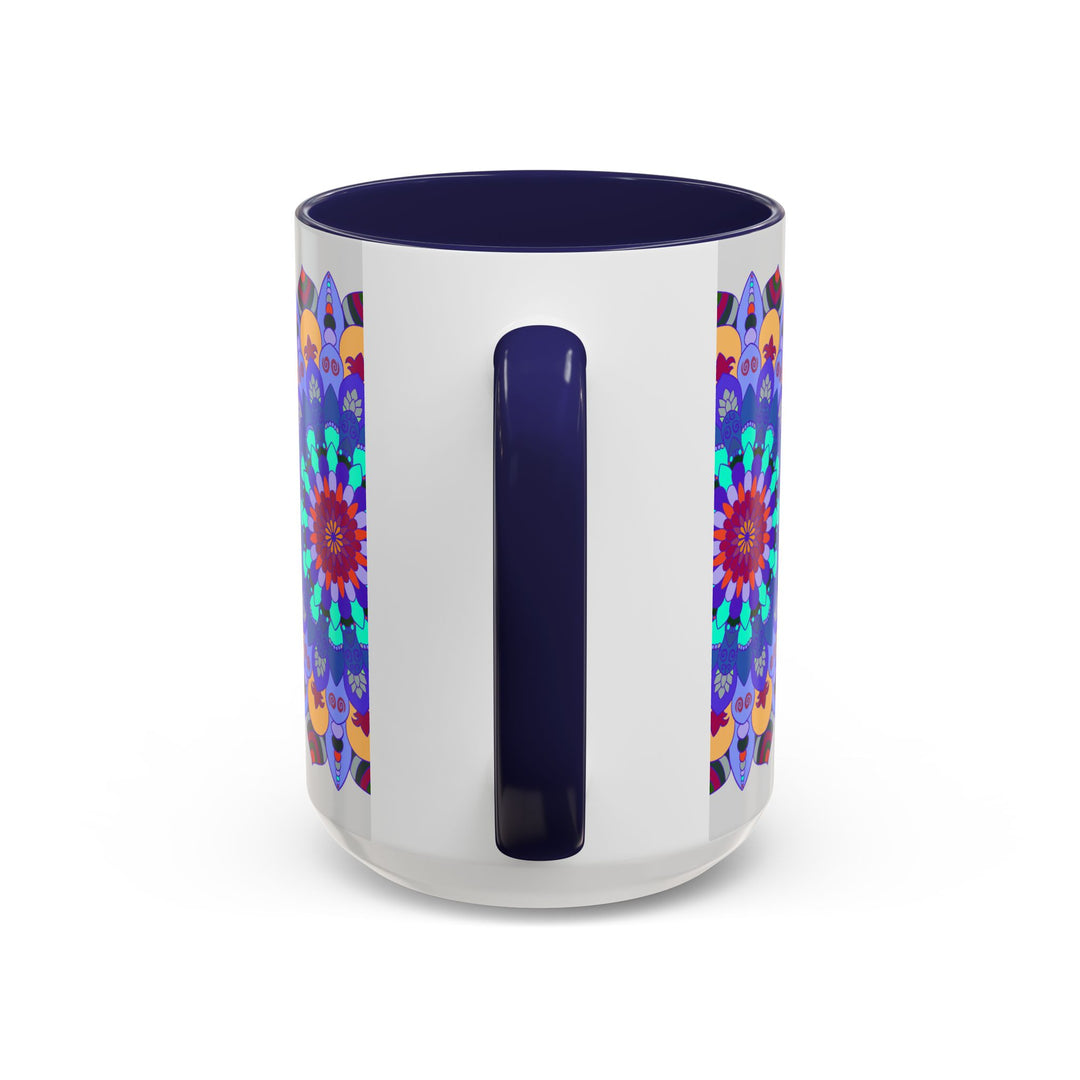 Vibrant mandala art mug with colorful and symmetrical designs