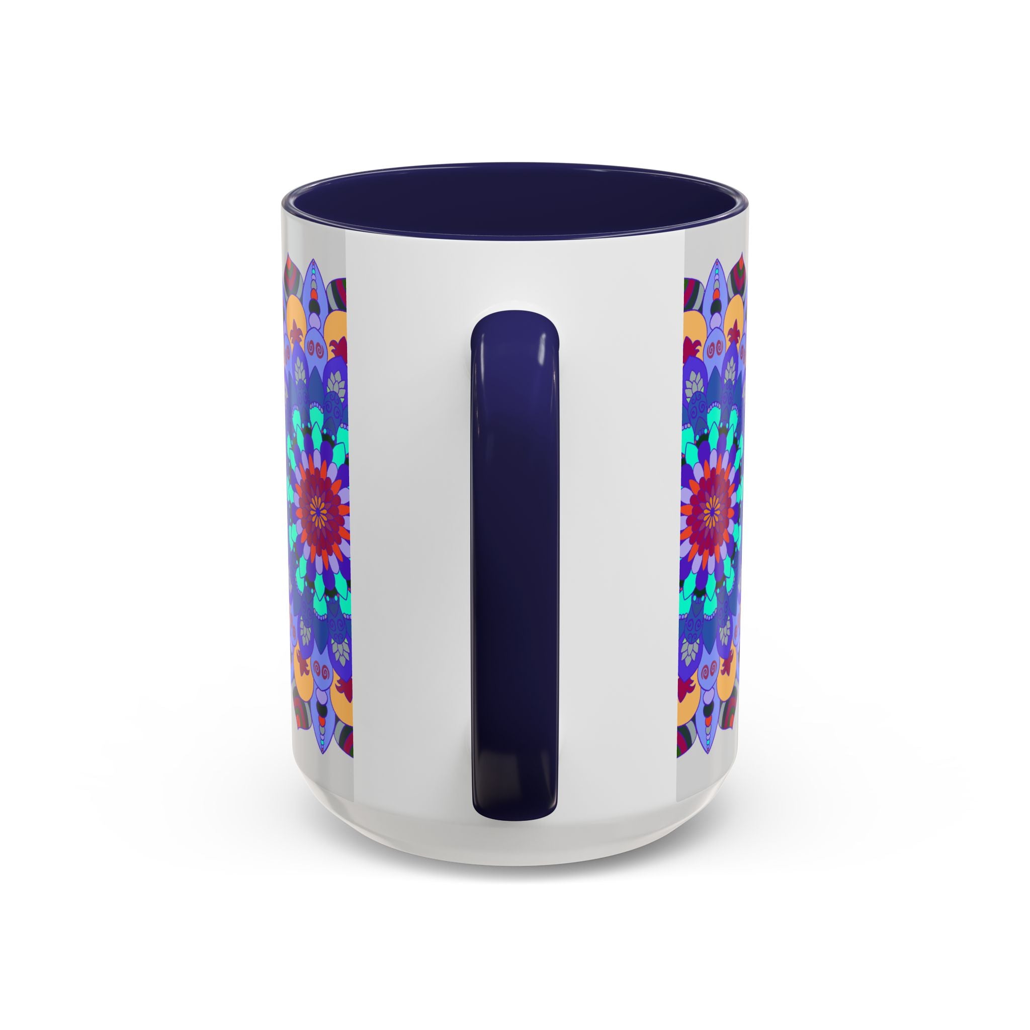 Vibrant mandala art mug with colorful and symmetrical designs