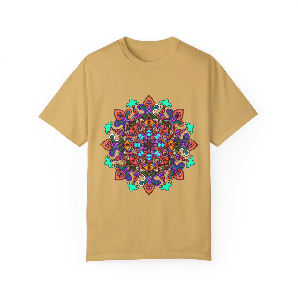 Unisex Mandala T-Shirt featuring intricate hand-drawn mandala art, made with 100% ring-spun cotton and garment-dyed for extra comfort