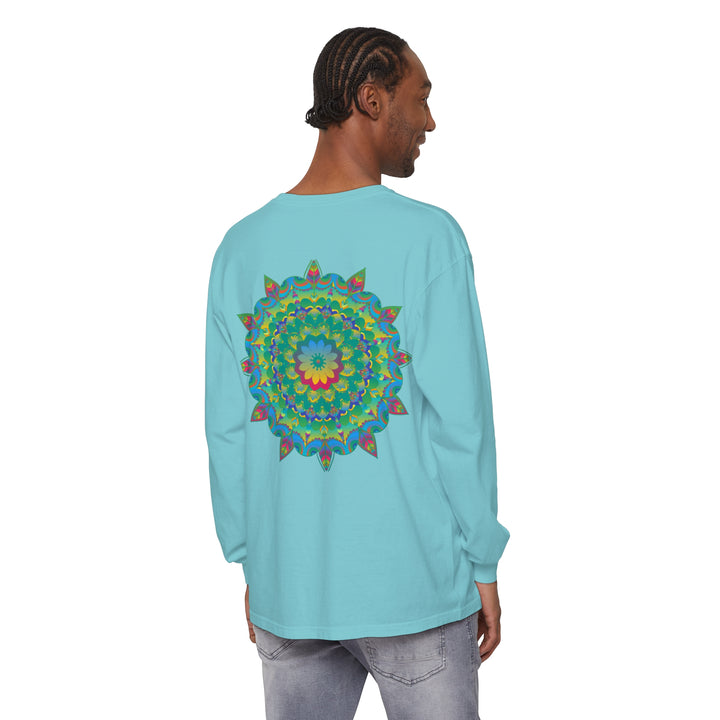 Colorful and intricate mandala design long sleeve t-shirt for psychedelic style lovers