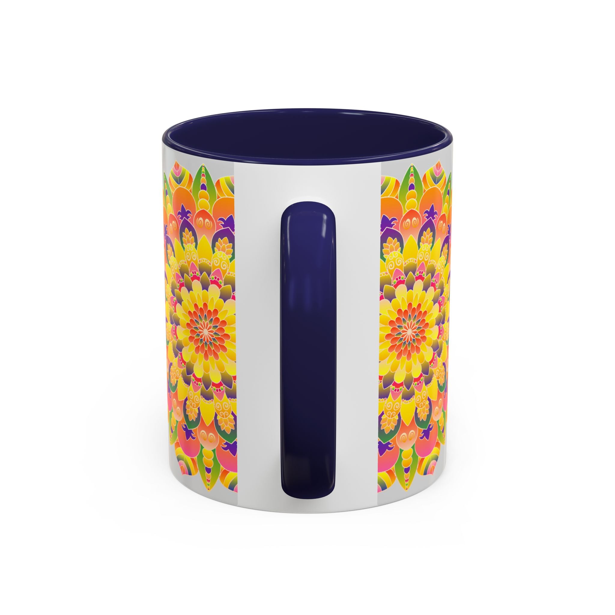 Bohemian art inspired mandala mug with vibrant and eye-catching colors