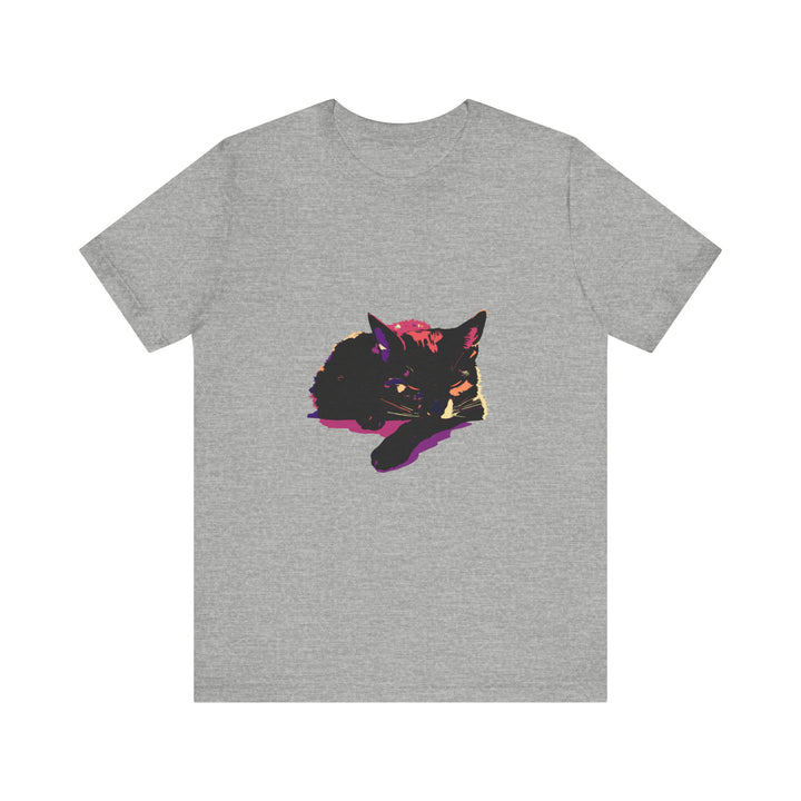 Black Cat Mystery - Colorful Sleep T-Shirt with vibrant and intricate design