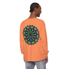 Colorful and intricate psychedelic mandala design unisex long sleeve t-shirt