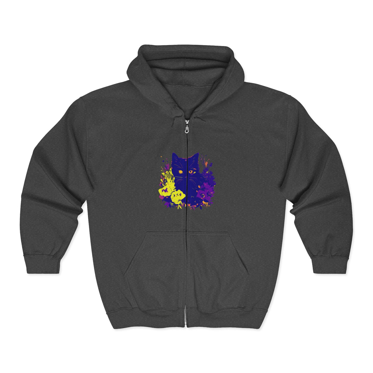 Schwarzer Katzen-Aquarell-Kapuzenpullover - Mystisches Haustier-Design