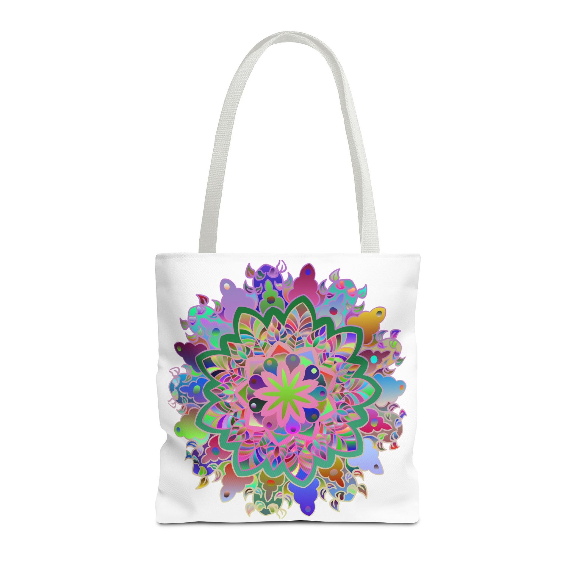 Colorful mandala tote bag with adjustable shoulder straps for added comfort