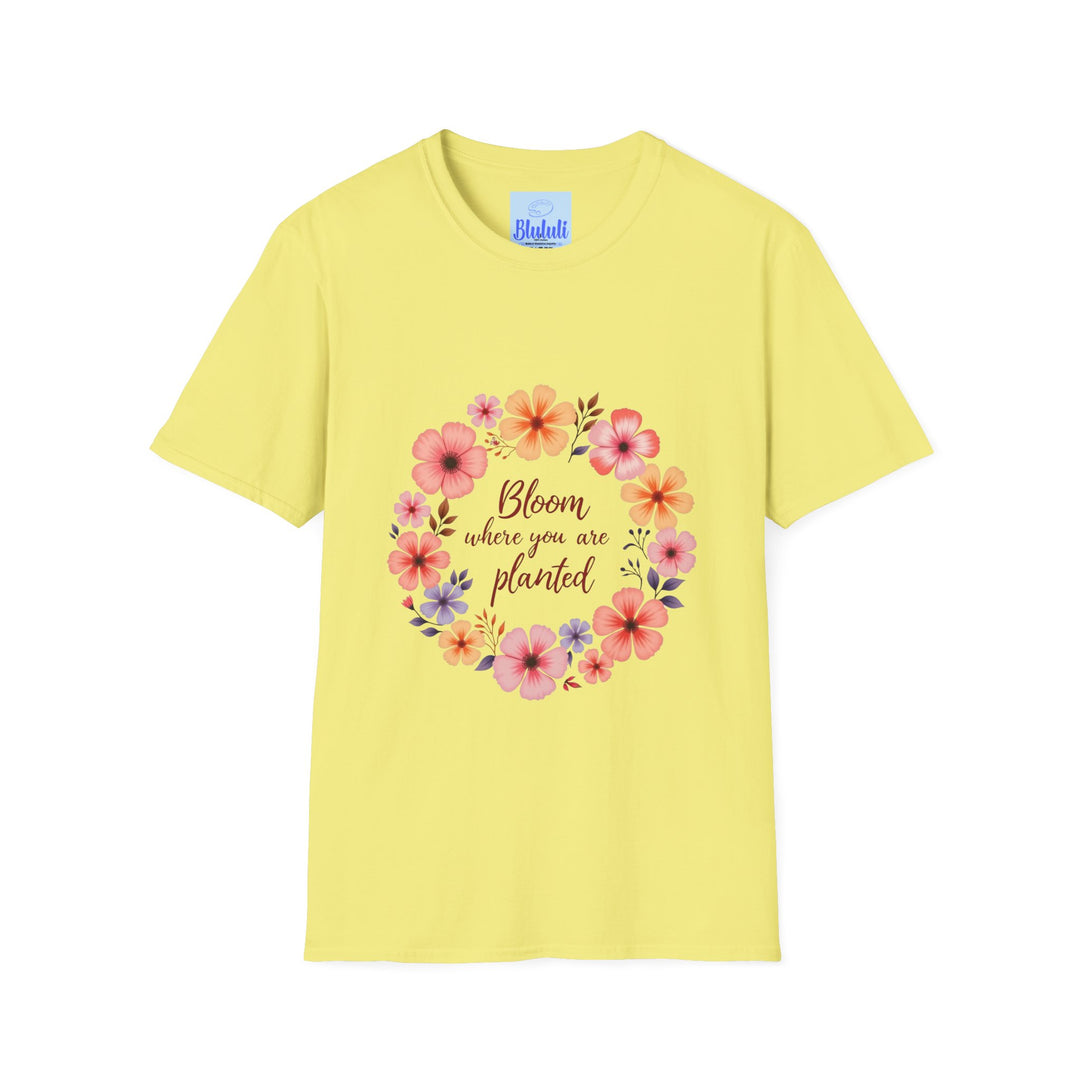 Beautiful T-shirt with a floral mandala design and inspirational quote