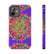 Hand-drawn purple mandala art phone case with intricate design and patterns