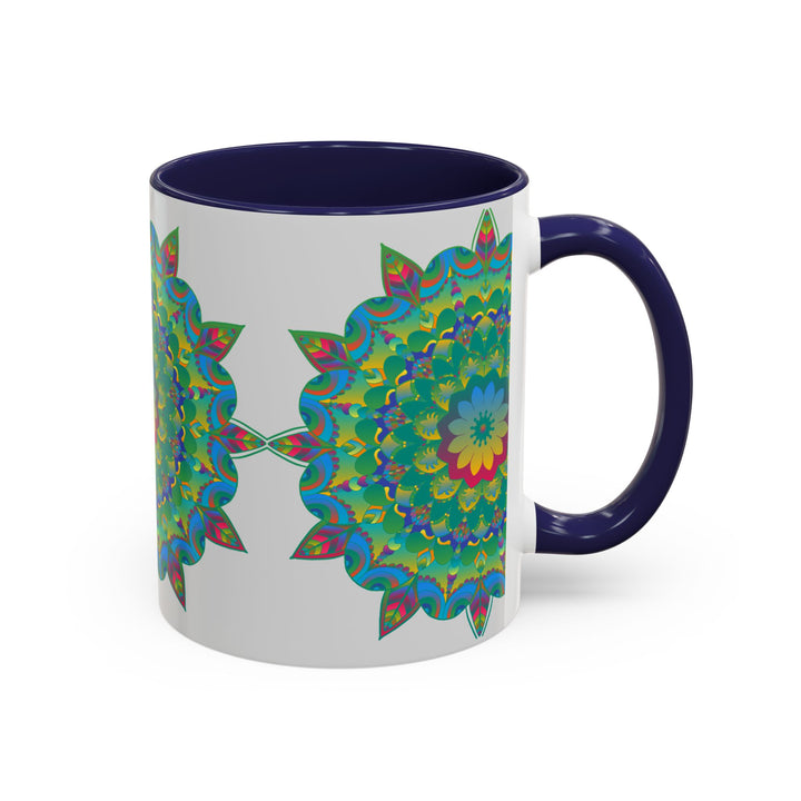 Colorful floral mandala art mug, perfect for enjoying your favorite hot beverages