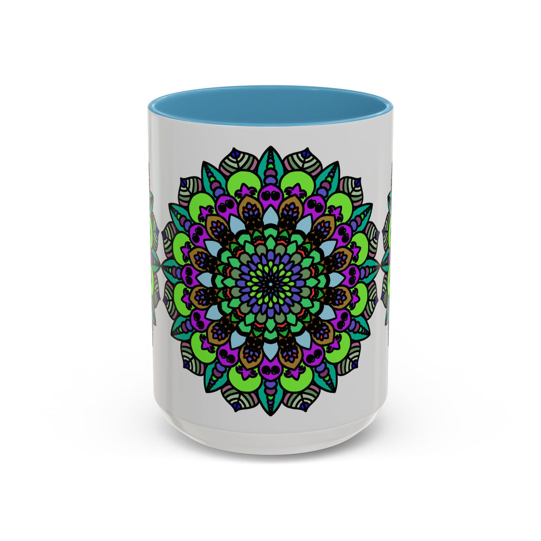 Ceramic mug with colorful and intricate mandala art design