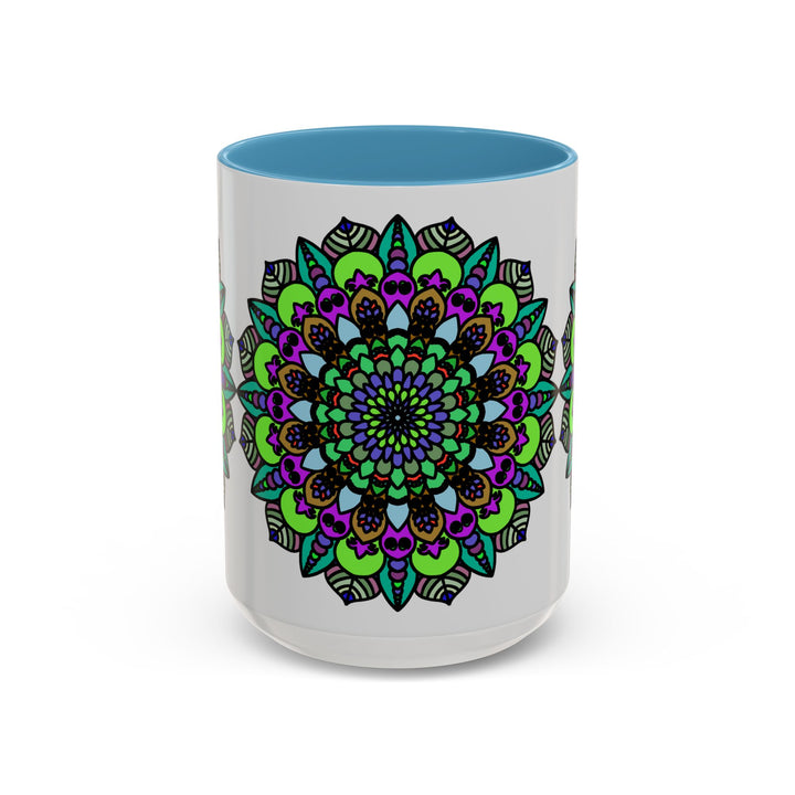 Ceramic mug with colorful and intricate mandala art design