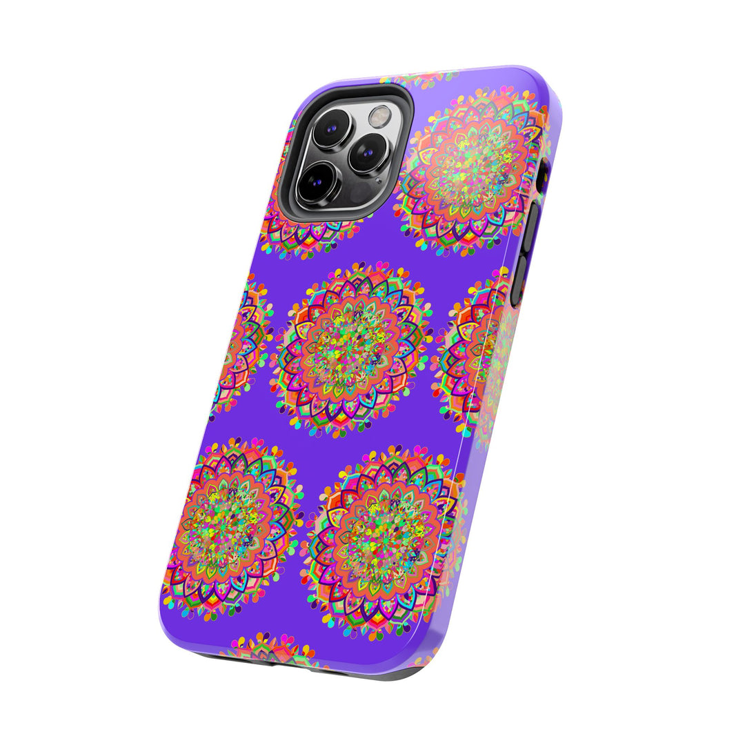 Hand-drawn intricate purple mandala design on iPhone X/XS phone case