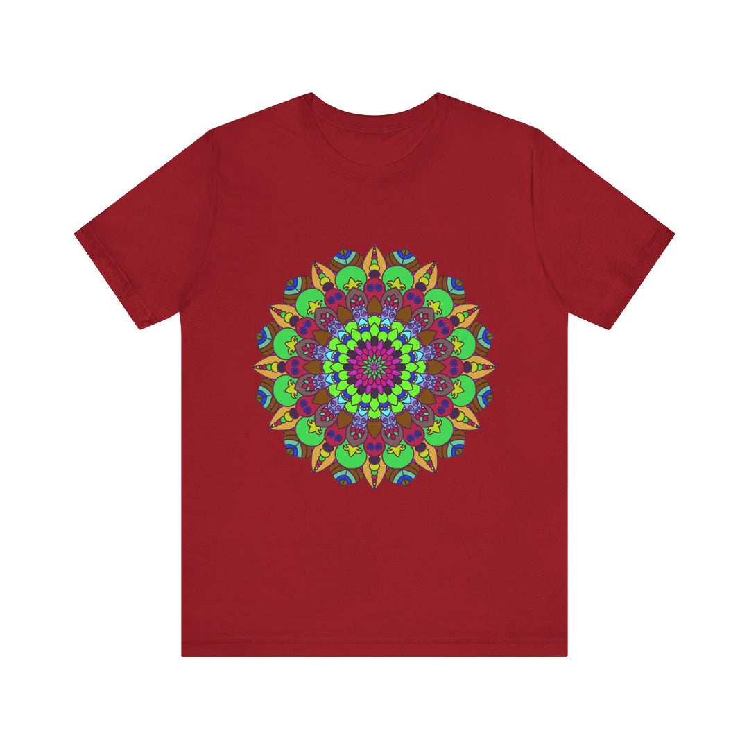 Colorful and intricate mandala design tee, representing cosmic and interconnected energy and beauty