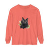 Black Cat Watercolor Splash Long Sleeve T-Shirt featuring a vibrant and artistic design